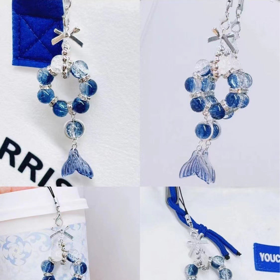 Wholesale Beaded Bow Deep Sea Pendant Keychain
